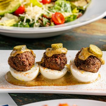 Azalea Bar & Kitchen - Angus Beef Deviled Egg Sliders. - Cocktail Bars Near Me - Asheville, North Carolina Azalea Bar & Kitchen - Angus Beef Deviled Egg Sliders. - Cocktail Bars Near Me - Asheville, North Carolina