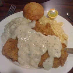 Dahlia Cafe - Chicken Fried Chicken with jalapeño gravy and jalapeno cornbread