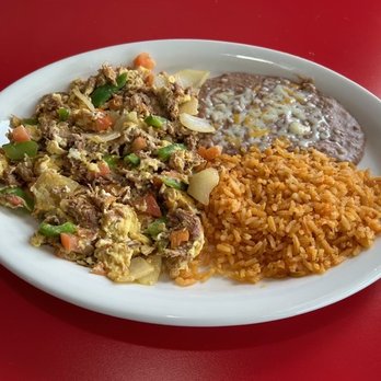 Pancho’s Kitchen - delicious machaca con huevo with rice and beans - Mexican Near Me - Highland, California Pancho’s Kitchen - delicious machaca con huevo with rice and beans - Mexican Near Me - Highland, California