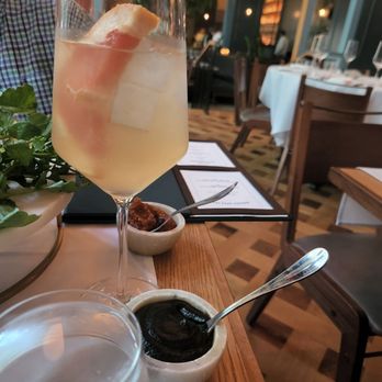 Quality Bistro - Vodka Prosecco Grapefruit "Bistro Spritz" in Big Goblet - Cheers! - French Near Me - New York, New York Quality Bistro - Vodka Prosecco Grapefruit "Bistro Spritz" in Big Goblet - Cheers! - French Near Me - New York, New York
