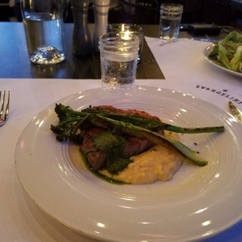 Evangeline - I had the Pork Steak with brocolini and cheese grits. Juice and good -- cleaned the plate! - Cajun/Creole Near Me - Calistoga, California