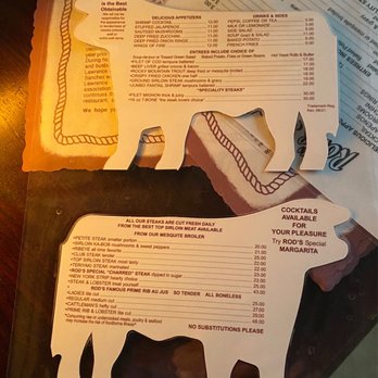 Rod's Steak House - Menu - Steakhouses Near Me - Williams, Arizona
