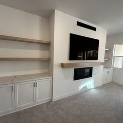 Ljm Cabinets And Countertops - Fire place mantel and floating shelves