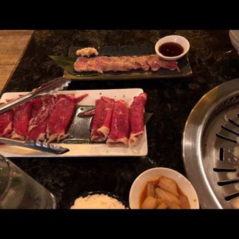 Zen Asian BBQ - Ribeye on bottom & kobe beef on top. Ribeye was definitely better all around. Despite price, kobe beef was small & finely cut - Japanese Near Me - Naples, Florida Zen Asian BBQ - Ribeye on bottom & kobe beef on top. Ribeye was definitely better all around. Despite price, kobe beef was small & finely cut - Japanese Near Me - Naples, Florida