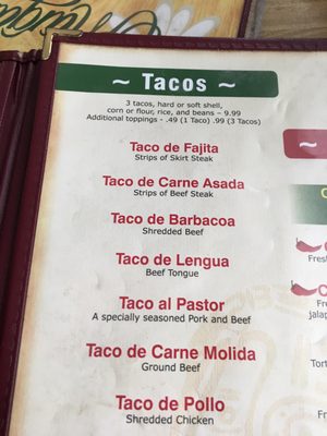 Menu photo 4 Margarita's Mexican Restaurant Holland, MI