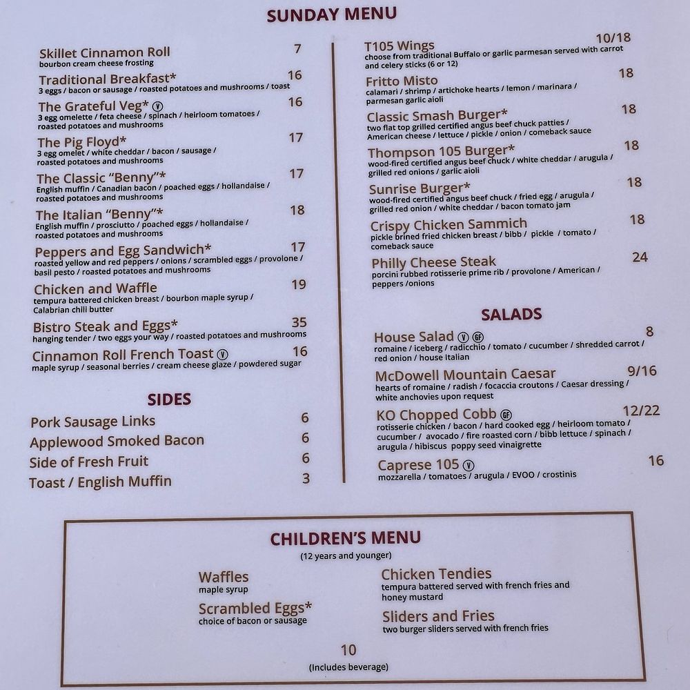 Thompson 105 - Sunday Brunch Menu - Italian Near Me - Scottsdale, Arizona Thompson 105 - Sunday Brunch Menu - Italian Near Me - Scottsdale, Arizona
