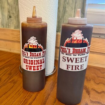 Phil's Dream Pit - Homemade BBQ Sauce on each table. - Barbeque Near Me - Kingsport, Tennessee