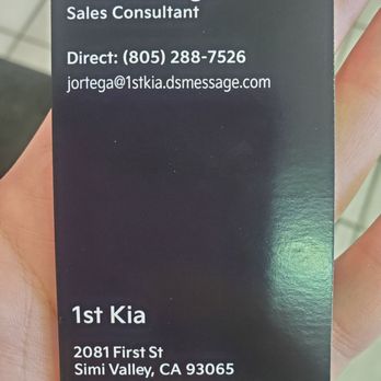 First Kia - Business card for Jesus Ortega at Kia 1st in Simi Valley - Car Dealers Near Me - Simi Valley, California
