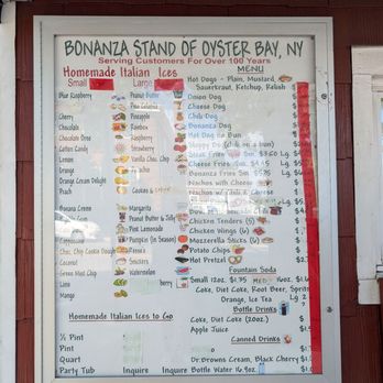 Bonanza's - Menu - Ice Cream & Frozen Yogurt Near Me - Oyster Bay, New York Bonanza's - Menu - Ice Cream & Frozen Yogurt Near Me - Oyster Bay, New York