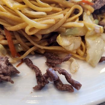 Long's Noodle - Noodle dish with more beef added. But have never seen worm-like beef like this. - Noodles Near Me - Foothill Ranch, California