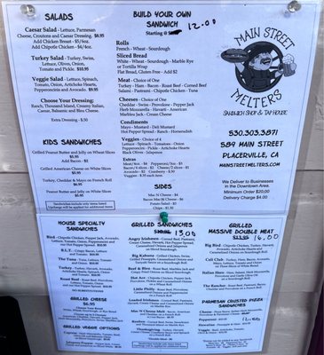 Menu photo 1 Main Street Melters Placerville, CA