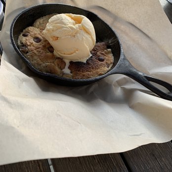 The Brass Tap - Warm Chocolate Chip Skillet Cookie & Vanilla Ice Cream - Beer Bar Near Me - Corona, California