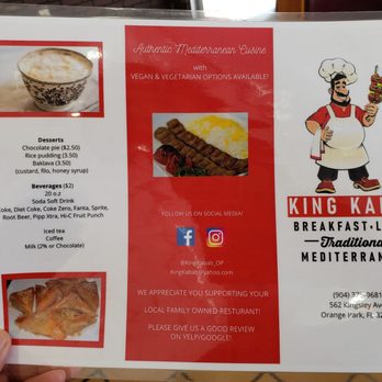 King Kabab - Menu as of 8/31/20 - Mediterranean Near Me - Orange Park, Florida