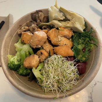 Honest Greens - Build your own bowl with salmon added. - Salad Near Me - Myrtle Beach, South Carolina