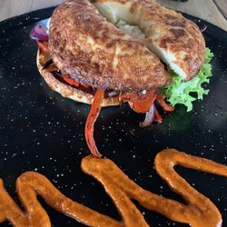 Hakuna - Vegetarian mushroom bagel sandwich. Delicious!!