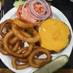 Beyond burger (no bun as asked) with onion rings. It was tasty! Beyond burger (no bun as asked) with onion rings. It was tasty!