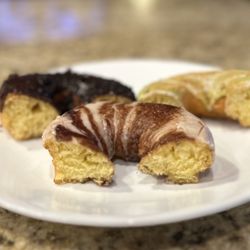 Duck Donuts - Chocolate peanut butter, chocolate explosion, key lime pie donut - all with yellow cake donuts Chocolate Explosion