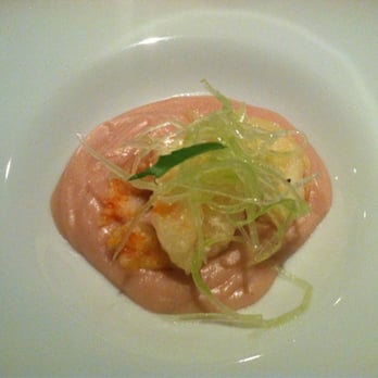 La Pergola - King prawns in tempura on purée of fried squid - Italian Near Me - Rome, RM La Pergola - King prawns in tempura on purée of fried squid - Italian Near Me - Rome, RM