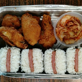 Pine Tree Cafe - Beach Bento with spam musubi, chicken wings, & kimchi. - Breakfast & Brunch Near Me - Kailua-Kona, Hawaii