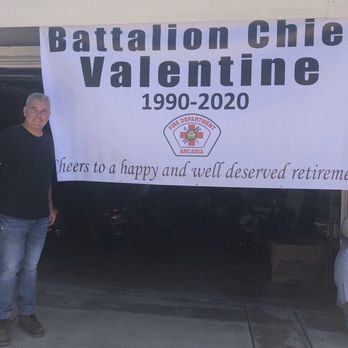Active Sign Shop - Our Battalion Chief Valentine loves his banner!! - Printing Services Near Me