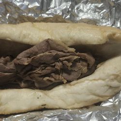 Scalisi's Chicago Pizza & More - Italian beef sandwich with double meat. If double meat doesn't even fill the bun I wonder what it looks like without that extra $4 charge!