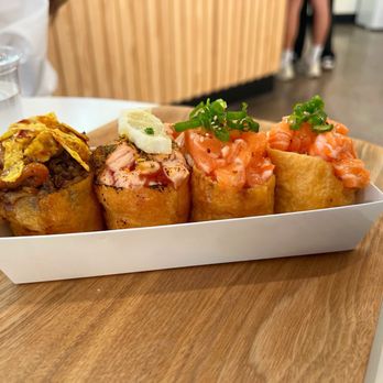 Atoyubu - Left to Right: Bulgogi on fire, Lemon pepper salmon, and 2 Fresh Salmon - Korean Near Me - Walnut, California
