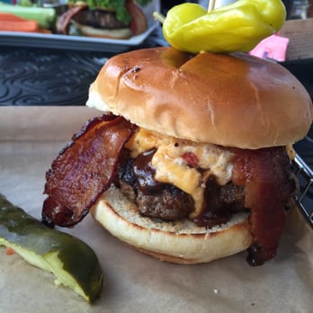 Hops Burger Bar - The Carolinian burger is the best! - Burgers Near Me - Greensboro, North Carolina