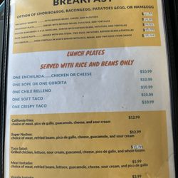 El Taco Bravo Restaurant - Menu