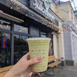 Green Delight - almond milk, pineapple, kale, mango, cashew butter, honey, and vegan protein