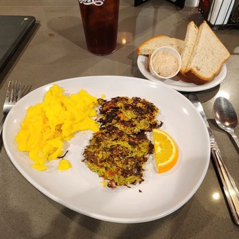 Two Chicks South - Two egg breakfast, eggs scrambled hard, veggie fries, gluten free toast with strawberry butter - Breakfast & Brunch Near Me - Reno, Nevada