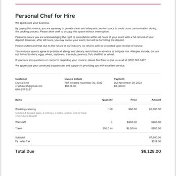 Manje With Moise - The invoice is referring to. - Personal Chefs Near Me