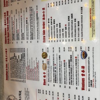 Noodle Master - Menu (back side) - Noodles Near Me - Katy, Texas