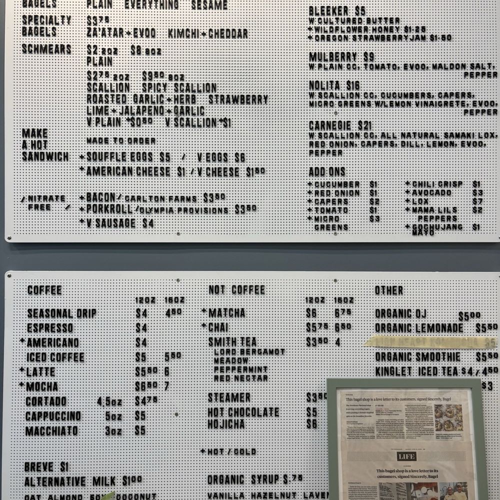 Sincerely Bagel - Menu - Bagels Near Me - Portland, Oregon Sincerely Bagel - Menu - Bagels Near Me - Portland, Oregon