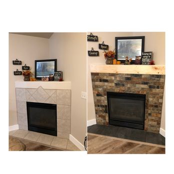 Get Floored - Before and after fireplace. - Flooring Near Me