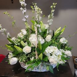 Bonnie August Florals - All white basket arrangement