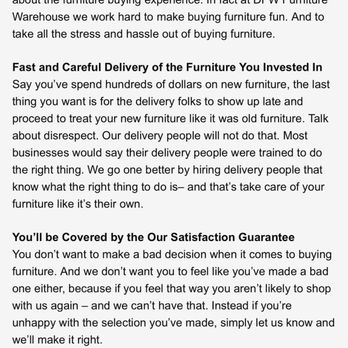 DFW Furniture Warehouse - Companies policy. What a joke! They don't even follow this - Mattresses Near Me - Concord, California DFW Furniture Warehouse - Companies policy. What a joke! They don't even follow this - Mattresses Near Me - Concord, California