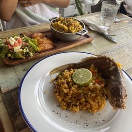 Whole snapper and Paella