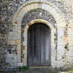 Church of St Nicholas, Bramber Castle - Bramber church. South wall - Norman Door.