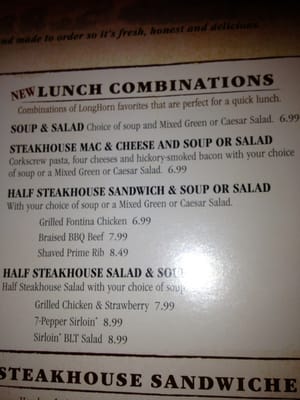 Menu photo 4 LongHorn Steakhouse Austin, TX
