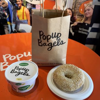 PopUp Bagels - Sesame bagel with scallion schmear - Bagels Near Me - La Jolla, California PopUp Bagels - Sesame bagel with scallion schmear - Bagels Near Me - La Jolla, California