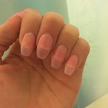 J1 Nails Spa - This was the end result of my two-hour long "dip gel powder" appointment. Clear, ugly, and rough to the touch. - Nail Salons Near Me - Milford, Massachusetts J1 Nails Spa - This was the end result of my two-hour long "dip gel powder" appointment. Clear, ugly, and rough to the touch. - Nail Salons Near Me - Milford, Massachusetts