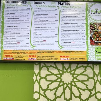 Falafel California - Menu - Mediterranean Near Me - San Diego, California