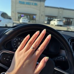 Pearl Nails & Spa - Short, almond, sage green French tip, acrylic full set (I asked for a sharper almond).