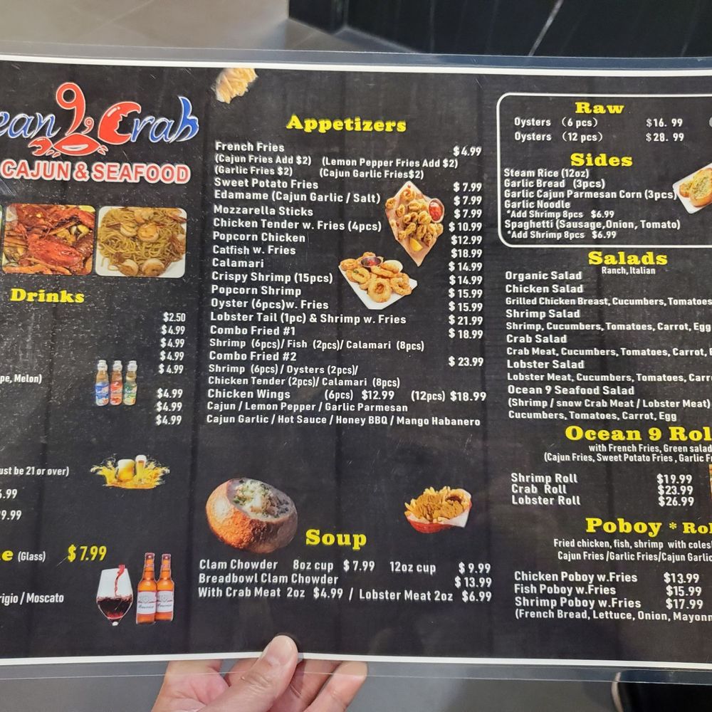 Ocean 9 Crab - Menu - Seafood Near Me - Milpitas, California