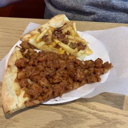 Sweet buffalo slice, and bacon cheese fry slice