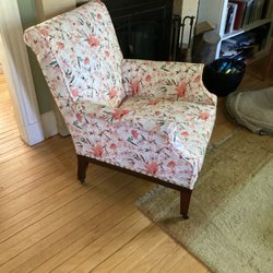 Rethink Furniture - After - many replaced tacks! Beautiful handiwork!