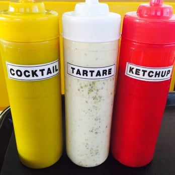 Chef John's Fish & Chips - Individual Condiments - great idea! - Fish & Chips Near Me - Lemon Grove, California Chef John's Fish & Chips - Individual Condiments - great idea! - Fish & Chips Near Me - Lemon Grove, California