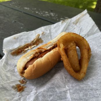 Midway West Drive-In - Hot Dog with Sauce and Onion Rings - Sandwiches Near Me - Huntington, West Virginia Midway West Drive-In - Hot Dog with Sauce and Onion Rings - Sandwiches Near Me - Huntington, West Virginia