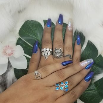 LoGo Nails - Blue set with chrome, rings from Super Silver Roseville - Nail Salons Near Me - Rocklin, California LoGo Nails - Blue set with chrome, rings from Super Silver Roseville - Nail Salons Near Me - Rocklin, California