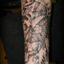 Dr Feelgoods Tattoo Studio - Koi carp cover up